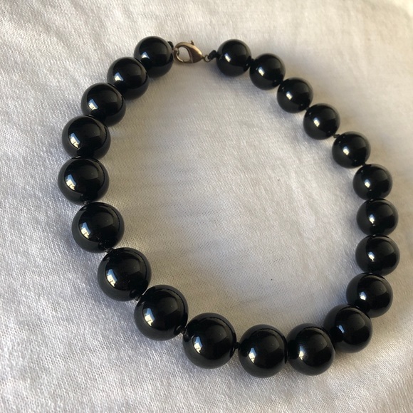 Black Ceramic Beaded Necklace - Picture 2 of 6